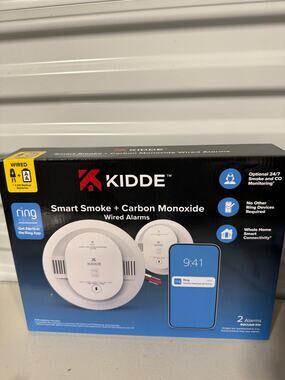 Kidde Hardwired Ring Smart Smoke & Carbon Monoxide Detector Model RGCUAR-RW